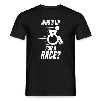 Who's up for a race? Rollstuhlfahrer Rollstuhl - Männer T-Shirt - Schwarz - Vorne - AI Model Male 178 light (178cm)