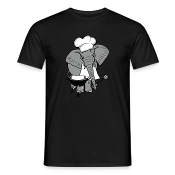 Cook, bbq, grill, bbq, hat, elephant, cute, cute, - Men's T-Shirt - black - Front - AI Model Male 178 light (178cm)
