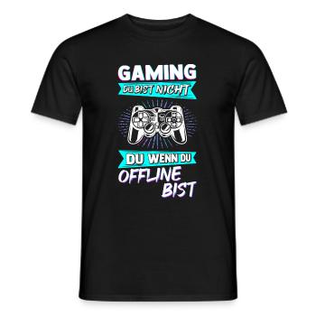 Gaming Online Statt Offline Controller Spieler Gam - Männer T-Shirt - Schwarz - Vorne - AI Model Male 178 light (178cm)