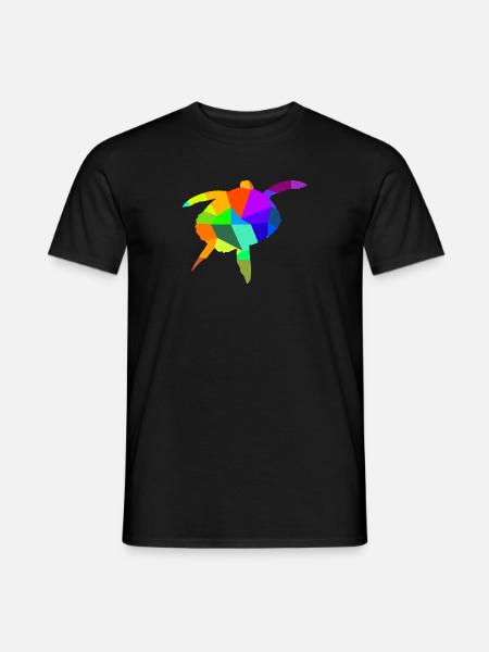 Water Turtle Rainbow Animals Polygon - Men's T-Shirt - black