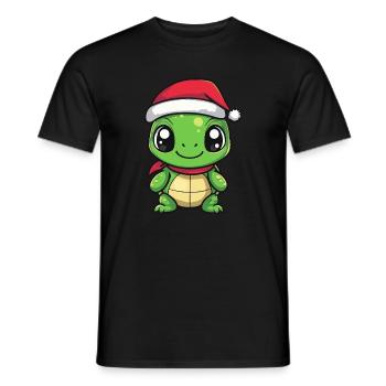Turtle Christmas - Men's T-Shirt - black - Front - AI Model Male 178 light (178cm)