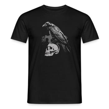Schwarzer Rabe sitzt auf dem Schädel - Männer T-Shirt - Schwarz - Vorne - AI Model Male 178 light (178cm)