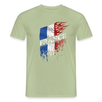 france drapeau - T-shirt homme - vert sauge - Devant - AI Model Male 178 light (178cm)