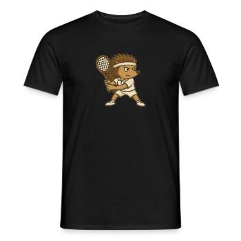Tennis love – hedgehog plays tennis - Men's T-Shirt - black - Front - AI Model Male 178 light (178cm)