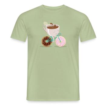 Donut Coffee Bicycle - Mænd T-shirt - salviegrøn - Foran - AI Model Male 178 light (178cm)