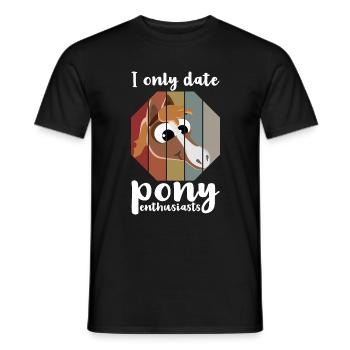 I ONLY DATE PONY ENTHUSIASTS - Männer T-Shirt - Schwarz - Vorne - AI Model Male 178 light (178cm)