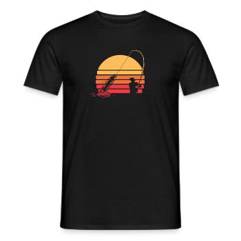 Fisherman Angler Retro Sunset Fishing - Men's T-Shirt - black - Front - AI Model Male 178 light (178cm)