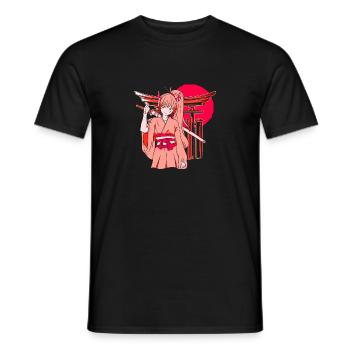 Kanji Katana Japanisches Mädchen Ninja Samurai - Männer T-Shirt - Schwarz - Vorne - AI Model Male 178 light (178cm)