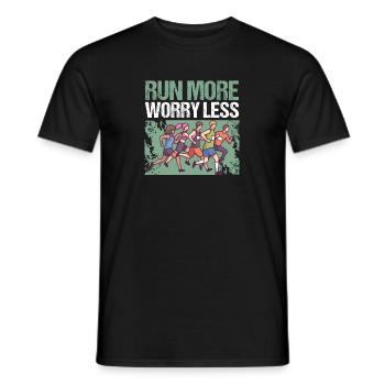 Marathon Courez plus, souciez-vous moins, courez - T-shirt homme - noir - Devant - AI Model Male 178 light (178cm)