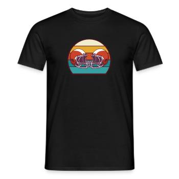 Rugby Retro Sunset Helmet Football - Men's T-Shirt - black - Front - AI Model Male 178 light (178cm)