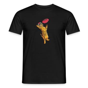 Sport Rugby Fußballer Katze Fußball - Männer T-Shirt - Schwarz - Vorne - AI Model Male 178 light (178cm)