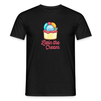 Livin The Cream Sundae Scoop Cream - Men's T-Shirt - black - Front - AI Model Male 178 light (178cm)