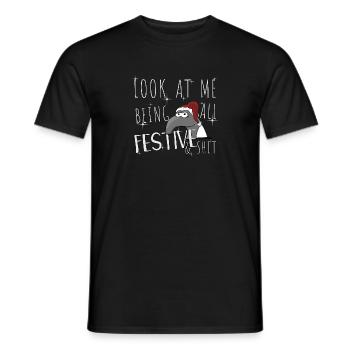 Look At Me Being All Festive Christmas Tapir - Men's T-Shirt - black - Front - AI Model Male 178 light (178cm)