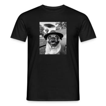Funny Ufo Selfie Bulldog Gift Astrology - Men's T-Shirt - black - Front - AI Model Male 178 light (178cm)