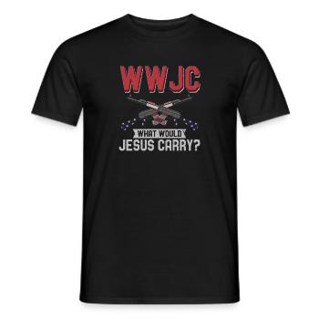 What Would Jesus Carry - Männer T-Shirt - Schwarz - Vorne - AI Model Male 178 light (178cm)