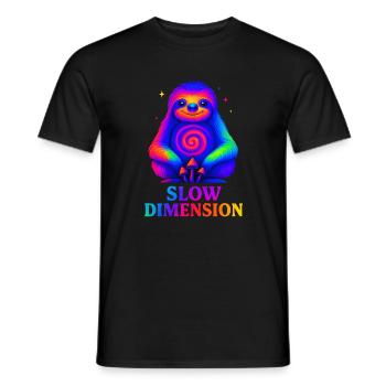 Slow Dimension - Sloth Colorful Cozy Relax - Men's T-Shirt - black - Front - AI Model Male 178 light (178cm)