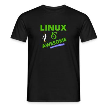 Linux is awesome - Geschenk für Computer Freaks - Männer T-Shirt - Schwarz - Vorne - AI Model Male 178 light (178cm)
