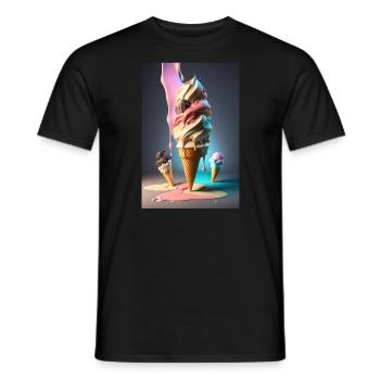 ice cream cone sweet food food foodie love ice cream - Men's T-Shirt - black - Front - AI Model Male 178 light (178cm)