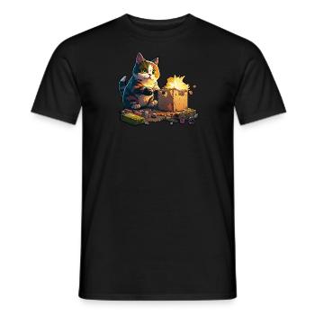 Chat pyromane - T-shirt homme - noir - Devant - AI Model Male 178 light (178cm)