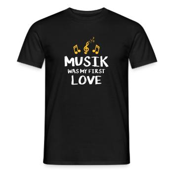 music was my first love - Männer T-Shirt - Schwarz - Vorne - AI Model Male 178 light (178cm)