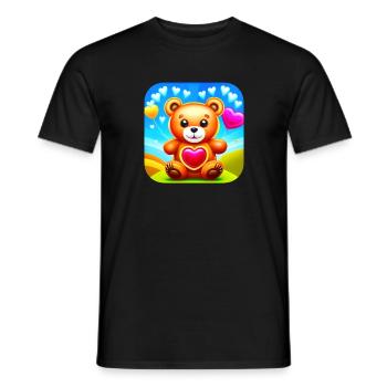 Cute teddy bear with hearts - Men's T-Shirt - black - Front - AI Model Male 178 light (178cm)