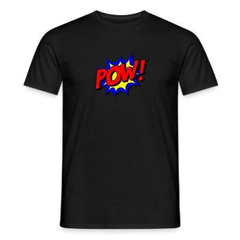 Pow superhero cartoon gift idea - Men's T-Shirt - black - Front - AI Model Male 178 light (178cm)