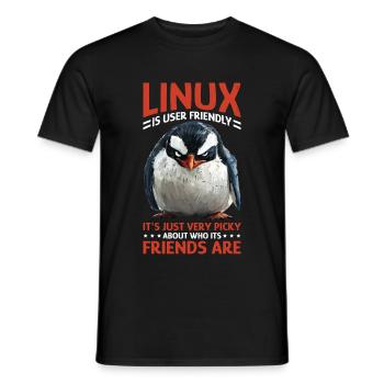 Linux Is User-Friendly Just Picky About Friends - Männer T-Shirt - Schwarz - Vorne - AI Model Male 178 light (178cm)