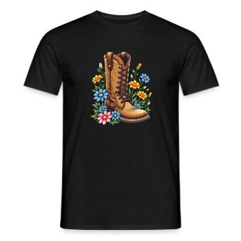 Floral Shoe - Flower Power - Men's T-Shirt - black - Front - AI Model Male 178 light (178cm)