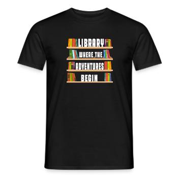 Bibliothek Wo Die Abenteuer Beginnen - Farbiges - Männer T-Shirt - Schwarz - Vorne - AI Model Male 178 light (178cm)