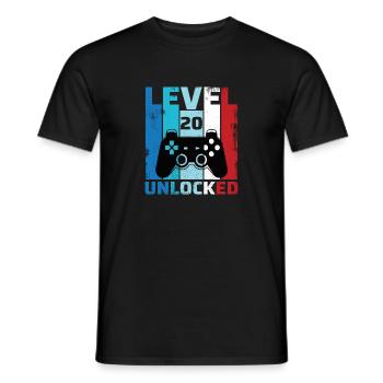 20.Geburtstag LVL20 unlocked 2002 Vintage - Männer T-Shirt - Schwarz - Vorne - AI Model Male 178 light (178cm)