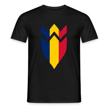 Chad Coat of Arms Flag - Men's T-Shirt - black - Front - AI Model Male 178 light (178cm)