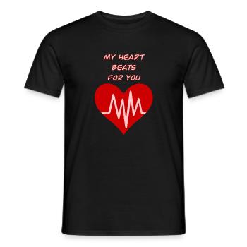 Mon coeur bat pour toi - T-shirt homme - noir - Devant - AI Model Male 178 light (178cm)