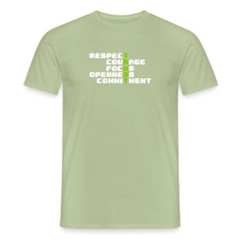 Scrum Values - Men's T-Shirt - sage - Front - AI Model Male 178 light (178cm)