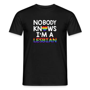 Personne ne sait que je suis une lesbienne LGBTQ Rainbow Pride - T-shirt homme - noir - Devant - AI Model Male 178 light (178cm)
