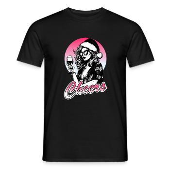 Weihnachtsfeier Frau Wein , Ugly Christmas, Santa - Männer T-Shirt - Schwarz - Vorne - AI Model Male 178 light (178cm)