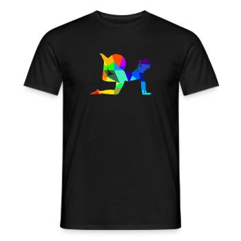 Pilates Yoga Regenbogen Farben Polygon Sport - Männer T-Shirt - Schwarz - Vorne - AI Model Male 178 light (178cm)
