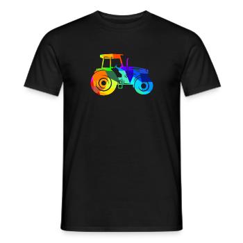 tracteur arc-en-ciel polygone véhicule agricole - T-shirt homme - noir - Devant - AI Model Male 178 light (178cm)