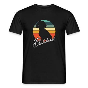 Dackelsilhouetten in Vintage Kreisfläche - Männer T-Shirt - Schwarz - Vorne - AI Model Male 178 light (178cm)