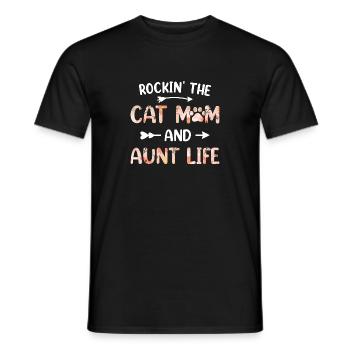 Womens Funny Cat Lovers Rockin' The Cat Mom And - Men's T-Shirt - black - Front - AI Model Male 178 light (178cm)