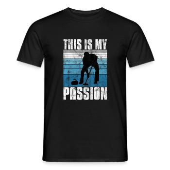 Curling is my Passion Curler Eisstockschießen - Men's T-Shirt - black - Front - AI Model Male 178 light (178cm)