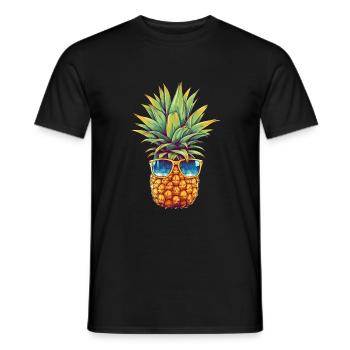 Ananas mit Sonnenbrille: Sommer Coolness - Männer T-Shirt - Schwarz - Vorne - AI Model Male 178 light (178cm)