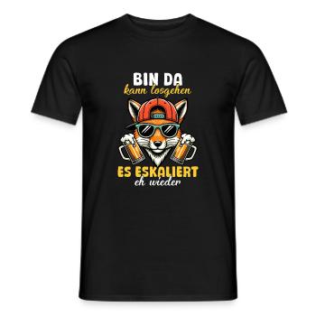 Bin Da Eskaliert Eh Wieder Bier Party Fuchs - Männer T-Shirt - Schwarz - Vorne - AI Model Male 178 light (178cm)