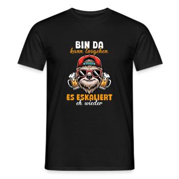 Bin Da Eskaliert Eh Wieder Bier Party Faultier - Männer T-Shirt - Schwarz - Vorne - AI Model Male 178 light (178cm)