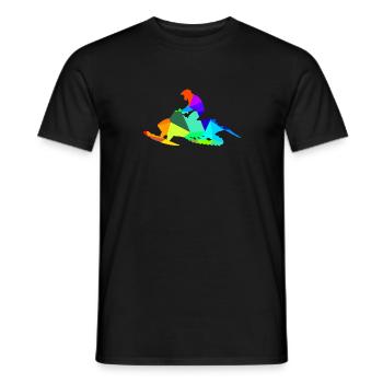 Snowmobile Skibob Rainbow Polygon Vehicle - Men's T-Shirt - black - Front - AI Model Male 178 light (178cm)