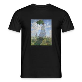 Claude Monet - Woman with a Parasol - Madame Monet - Men's T-Shirt - black - Front - AI Model Male 178 light (178cm)