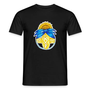 Motanka, traditional Ukrainian doll. Yellow blue. - Men's T-Shirt - black - Front - AI Model Male 178 light (178cm)
