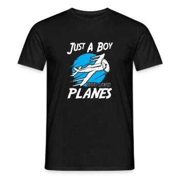 Just A Boy Who Loves Planes - Männer T-Shirt - Schwarz - Vorne - AI Model Male 178 light (178cm)