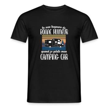 Toujours de bonne humeur camping humour retraite - T-shirt homme - noir - Devant - AI Model Male 178 light (178cm)