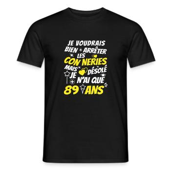 conneries 89 ans / cadeau anniversaire 89 ans - T-shirt homme - noir - Devant - AI Model Male 178 light (178cm)