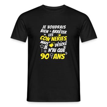 connerie 90 ans / cadeau anniversaire 90 ans - T-shirt homme - noir - Devant - AI Model Male 178 light (178cm)